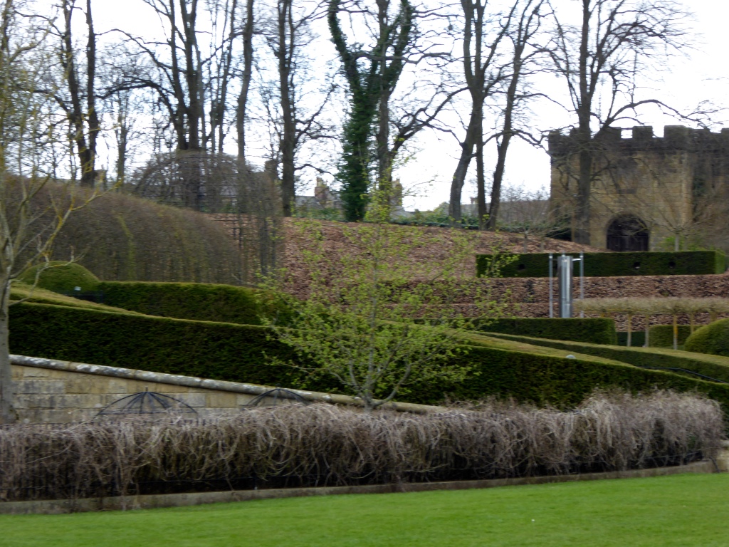 Looking up over Serpent Garden to tubes in hedges