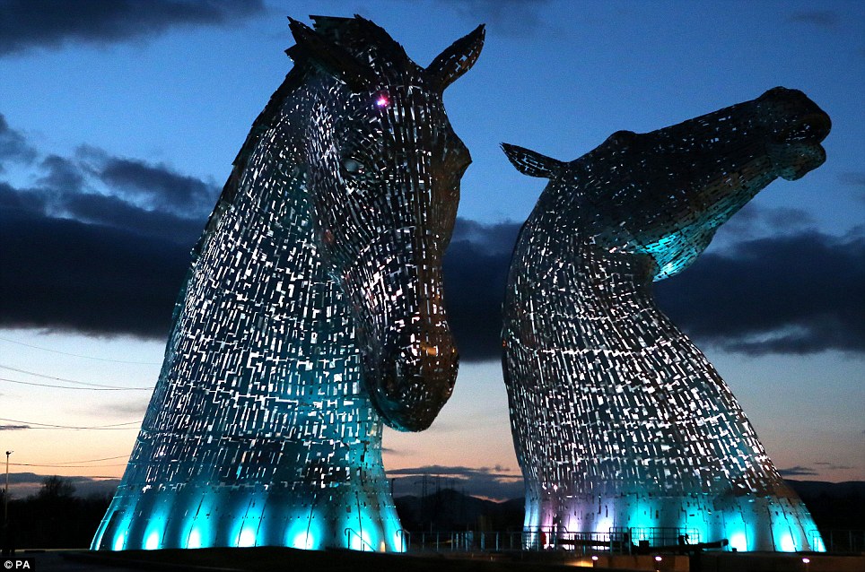 The Kelpies at night