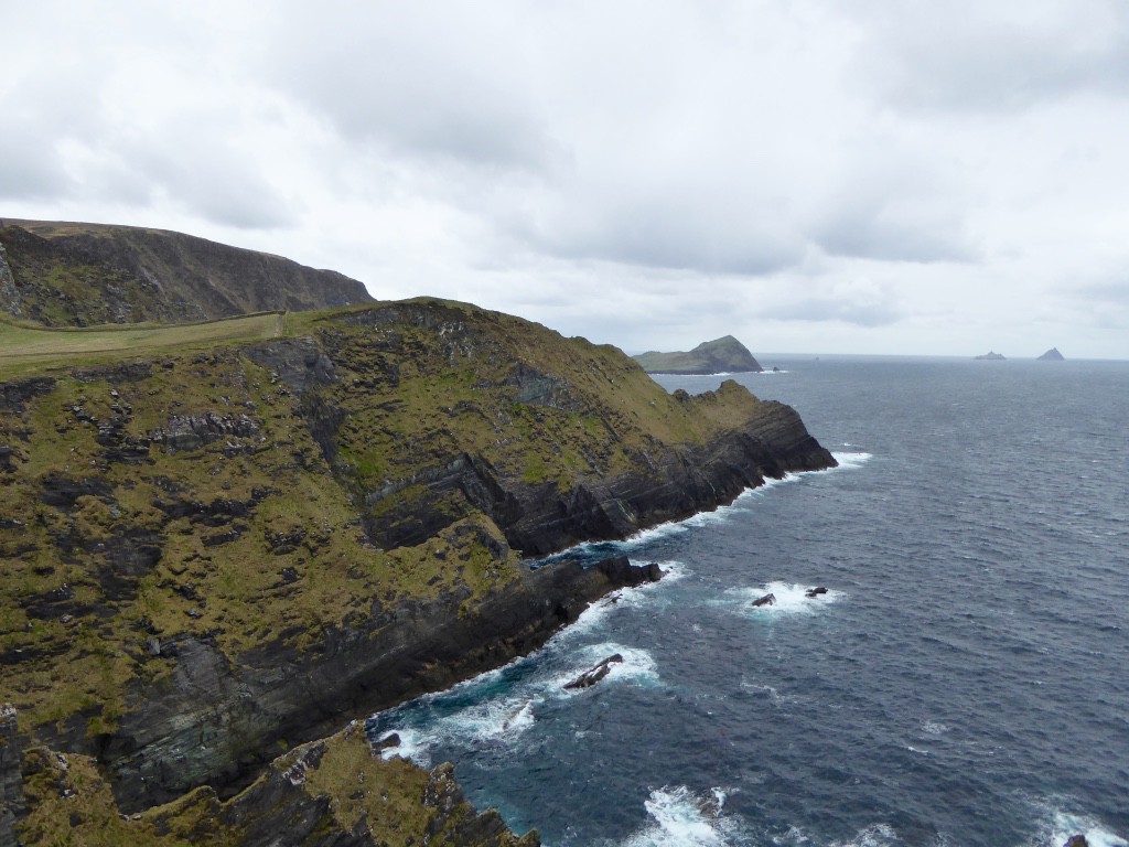 Skellig Michael in the distance a monastic community between the 7th and 13th centuries and Puffin Island just off the coast home to up to 10,000 Atlantic Puffins and 20,000 Storm Petrels as well as Kites, Shearwaters etc.