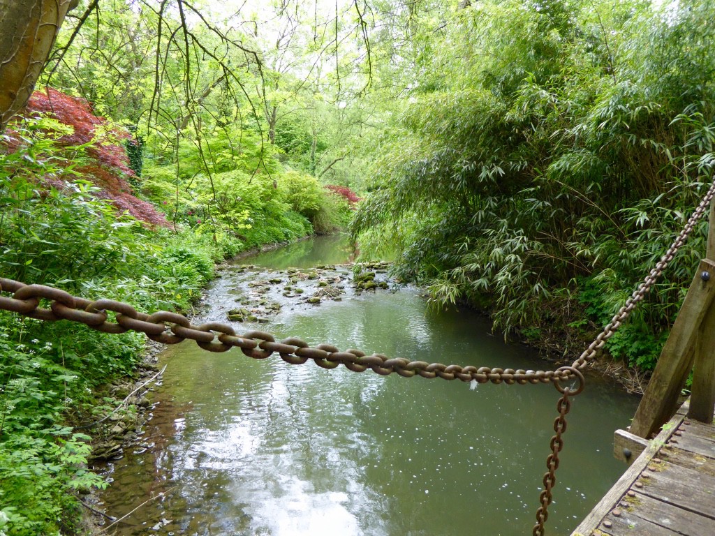 Crossing the River Avon on the woodland walk