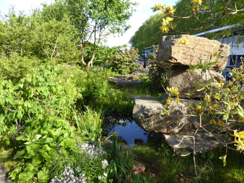 Viewed from all sides the garden creates a representation of a small, less trodden part of the 105-acre Chatsworth Garden and is inspired by Chatsworth’s ornamental Trout Stream and Paxton’s rockery.